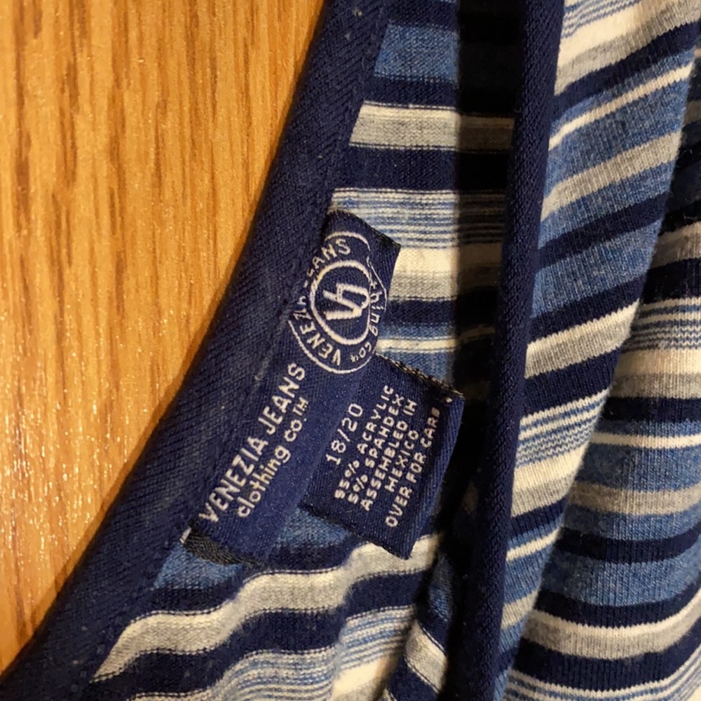🔥Blue Striped Short Sleeve Top / Plus Size Womens 18 - Picture 3 of 4
